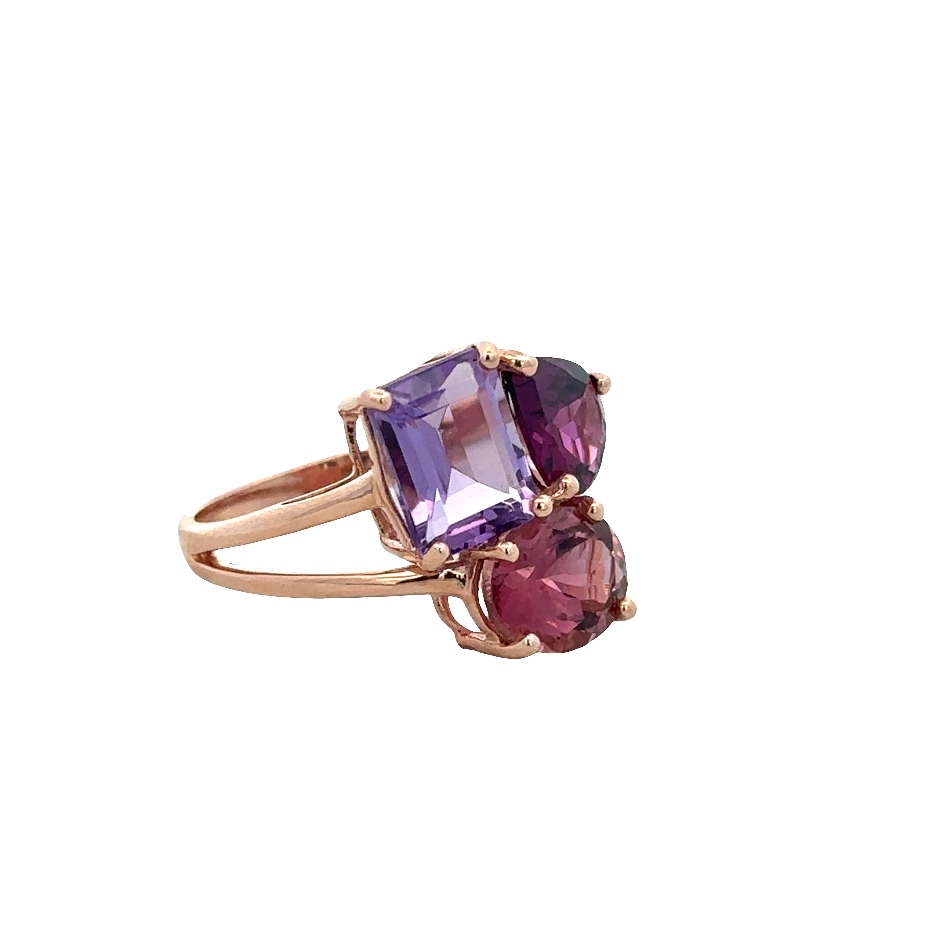 14k Rose Gold Multi Gemstone Cluster Ring – Size 7.25