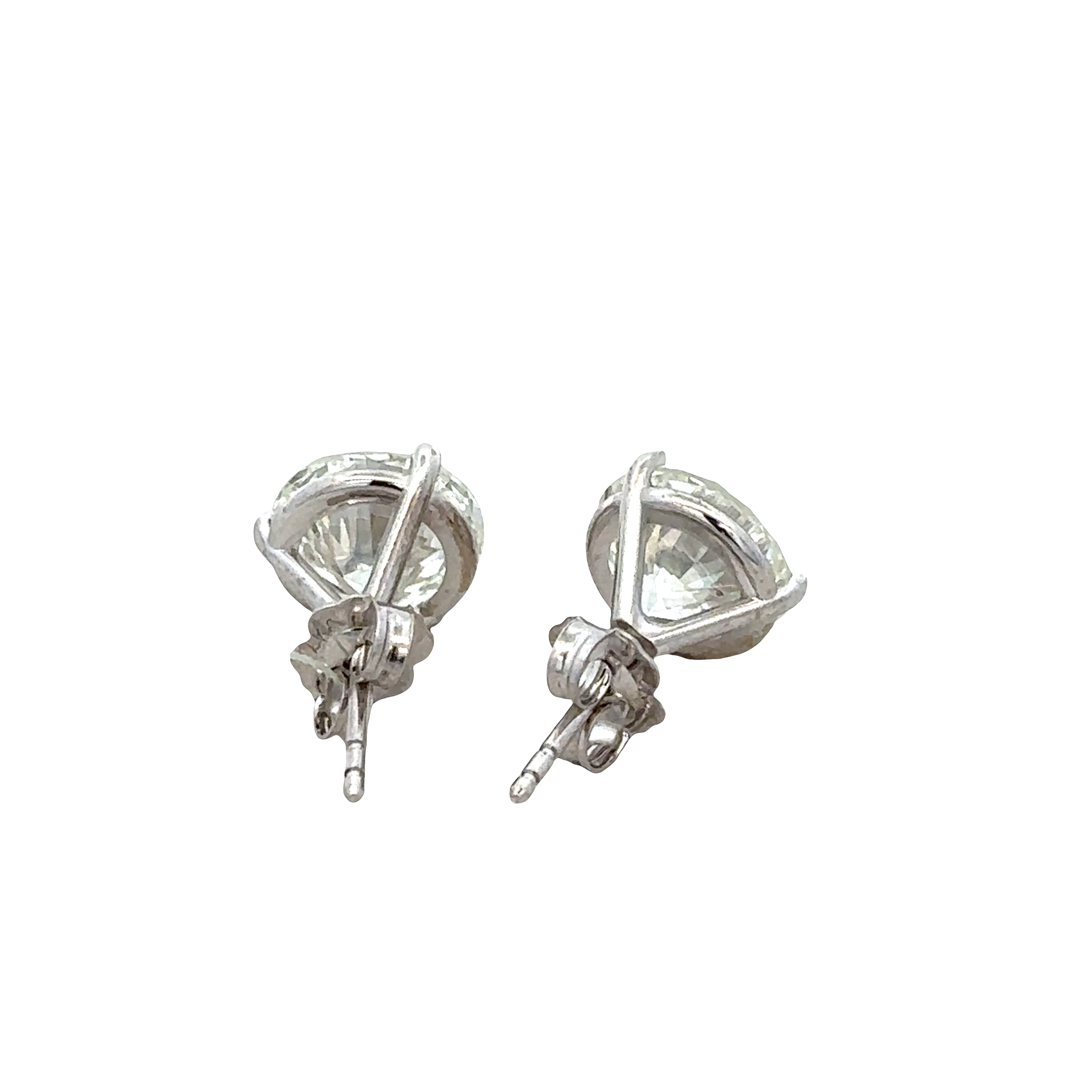 14k White Gold 4.89ct GIA Diamond Stud Earrings – Three-Prong Settings