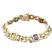 Multi-Gemstone Panther Link Bracelet in Yellow Gold