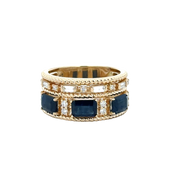 Sapphire and Diamond Stack Band Ring in Yellow GOld