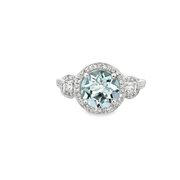 Aquamarine and Diamond Ring in White Gold