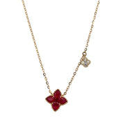 Ruby Quatrefoil and Diamond Necklace in Yellow Gold