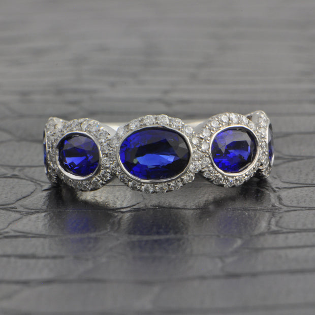 Magnificent Sapphire and Diamond Band in Platinum