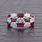 Ruby and Oval Cut Diamond Band Ring in Platinum