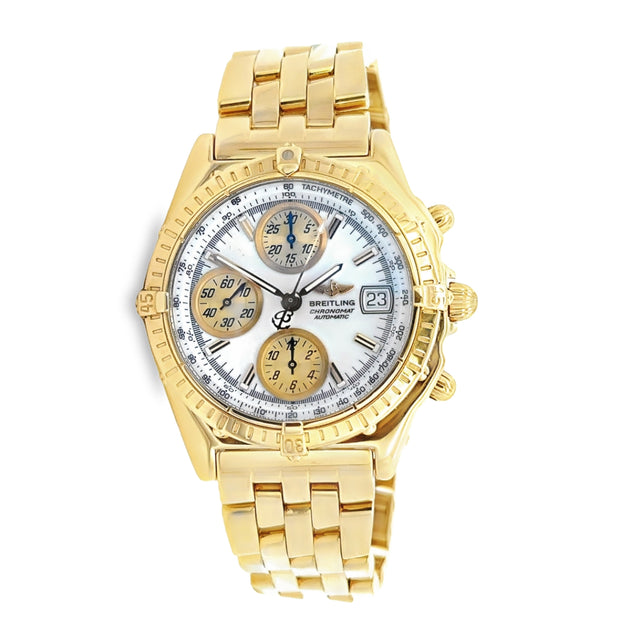 Pre-owned 18k Yellow Gold Breitling Chronomat Chronograph Wristwatch
