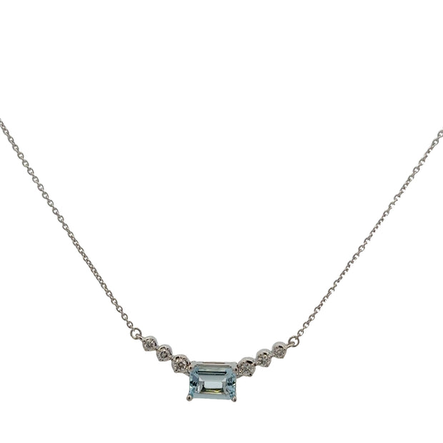 Aquamarine and Diamond Necklace in White Gold