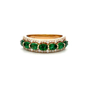 Emerald and Diamond Band in Yellow Gold