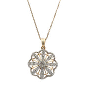 Floral Diamond Pendant in Yellow Gold