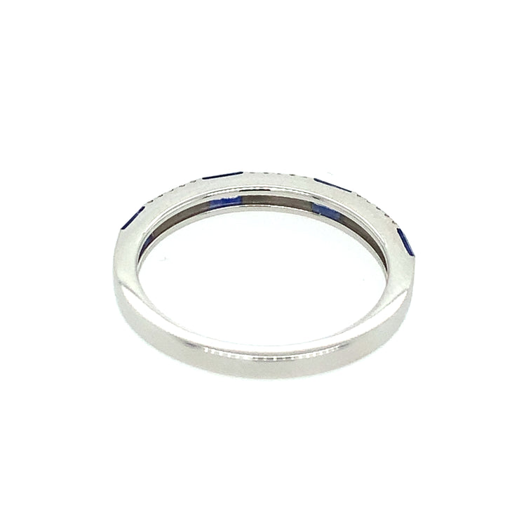 Sapphire and Diamond Band in White Gold