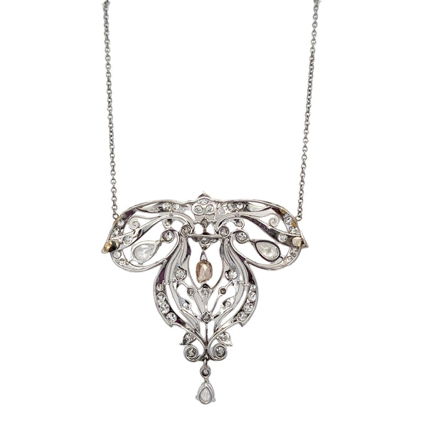 Stunning Antique Belle Epoque Diamond Necklace in Platinum