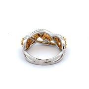 Openwork Yellow and White Diamond Band in Two Tone Gold