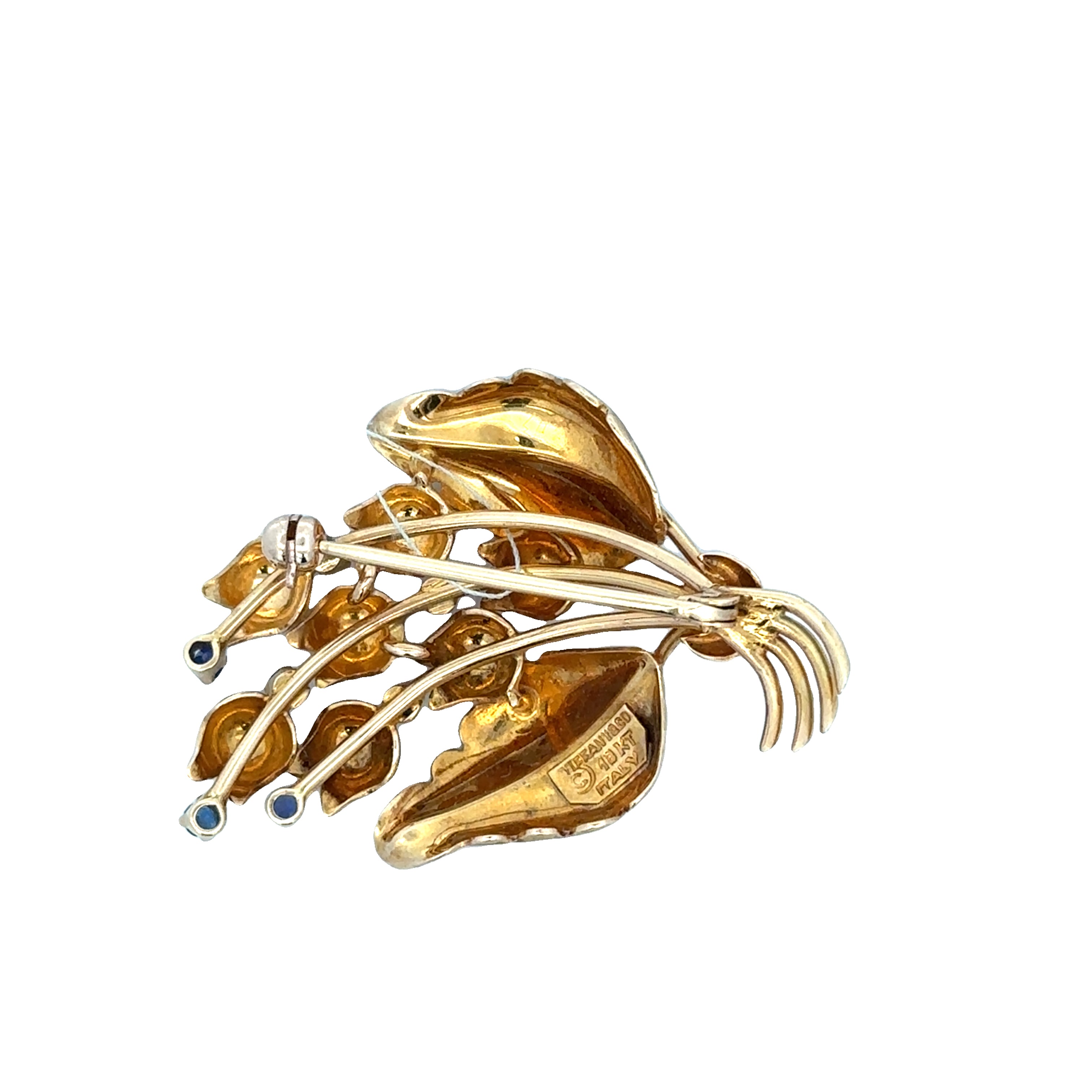 Vintage Tiffany & Co. Floral Sapphire Brooch in 18k Yellow Gold