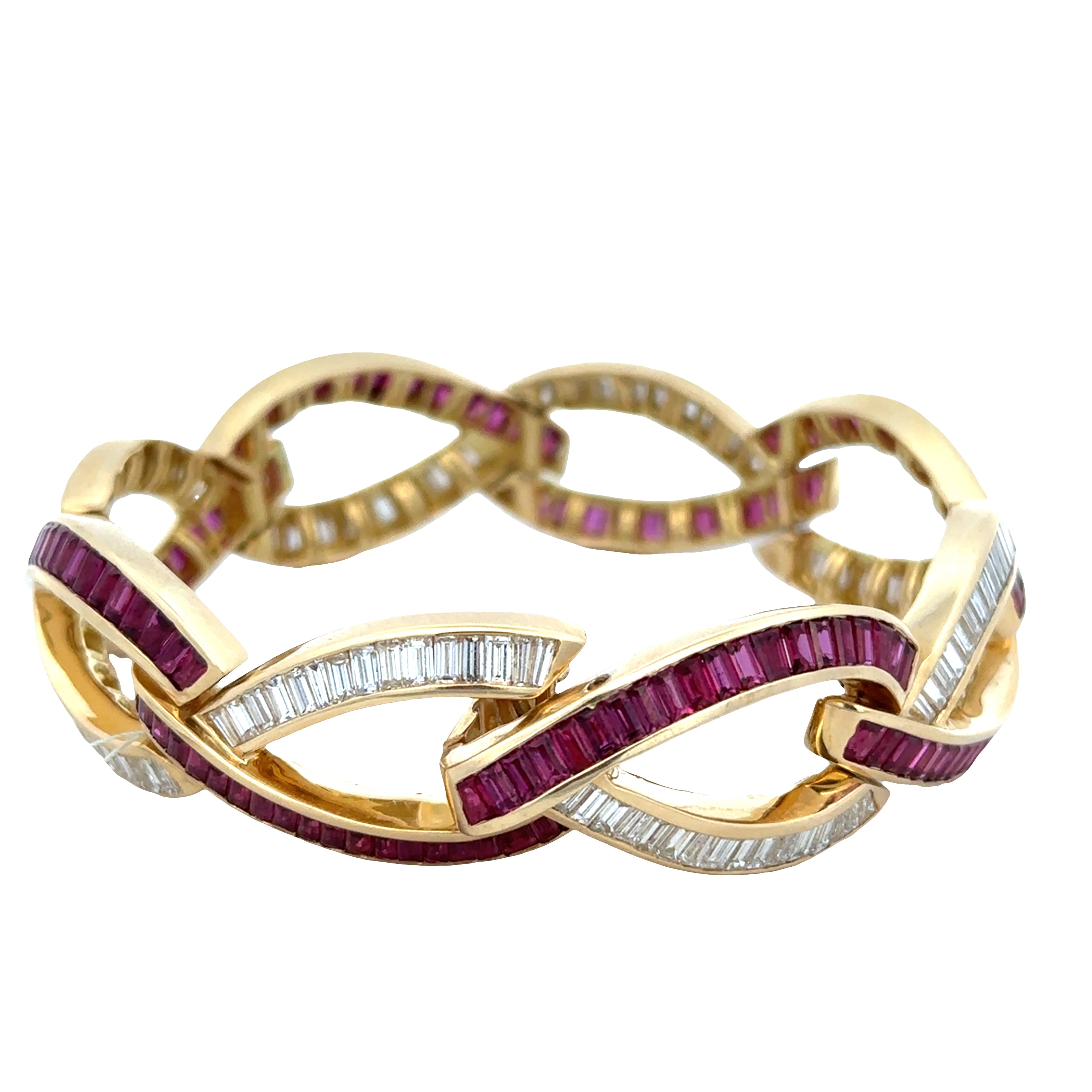 Estate Charles Krypell 18k Yellow Gold Infinity Bracelet with 8.58 CTW Rubies & 6.64 CTW Diamonds