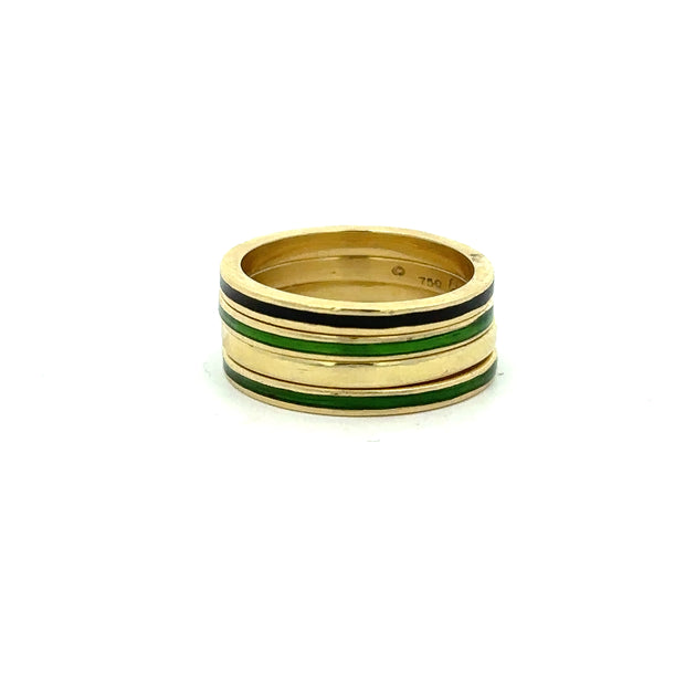 Enamel Stacking Bands in 18k Yellow Gold Size 3.75-4