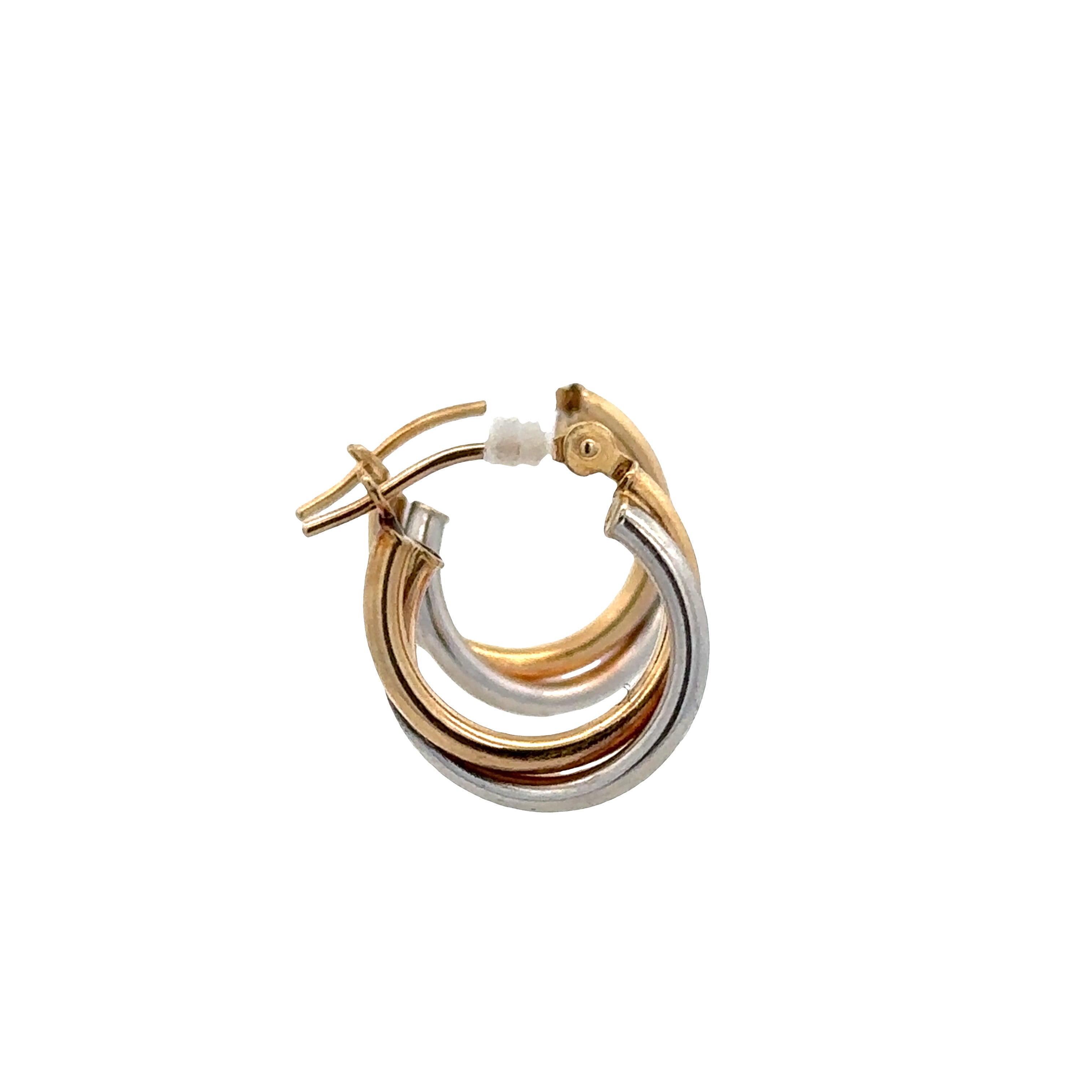 14k White & Yellow Gold Twist Hoop Earrings – 1/2" Tall