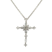 Marquise and Round Brilliant Cut Diamond Cross in Platinum