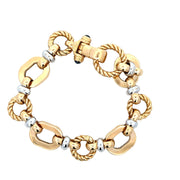 Two Tone Rope Accented Open Link Bracelet in 18k Gold