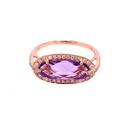 Amethyst and Diamond Ring in Rose Gold