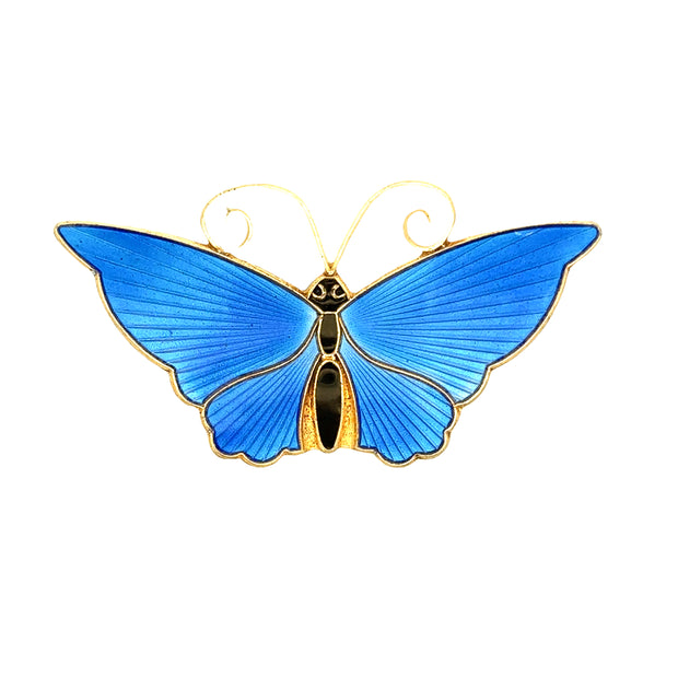 Norwegian Designer David Anderson Guilloche Enamel Butterfly Brooch