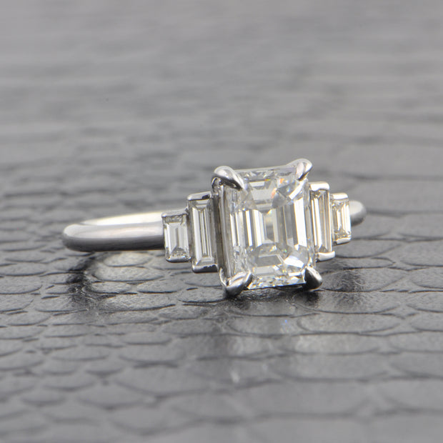 GIA 1.50 ct. Emerald Cut Diamond Engagement Ring in White Gold