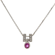 Pink Sapphire and Diamond Pendant in White Gold