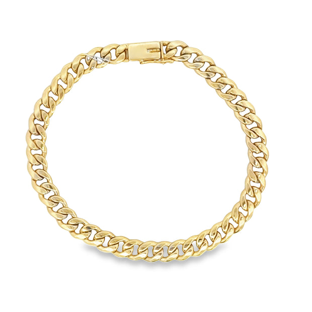 Yellow Gold Curb Link Bracelet 7.25" Long