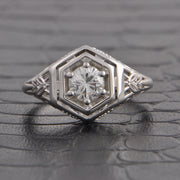 Art Deco Inspired 0.51 ct. Round Brilliant Cut Diamond Engagement Ring