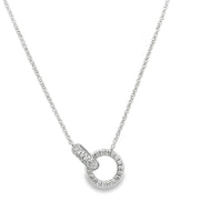 Diamond Accented Interlocking Necklace in White Gold