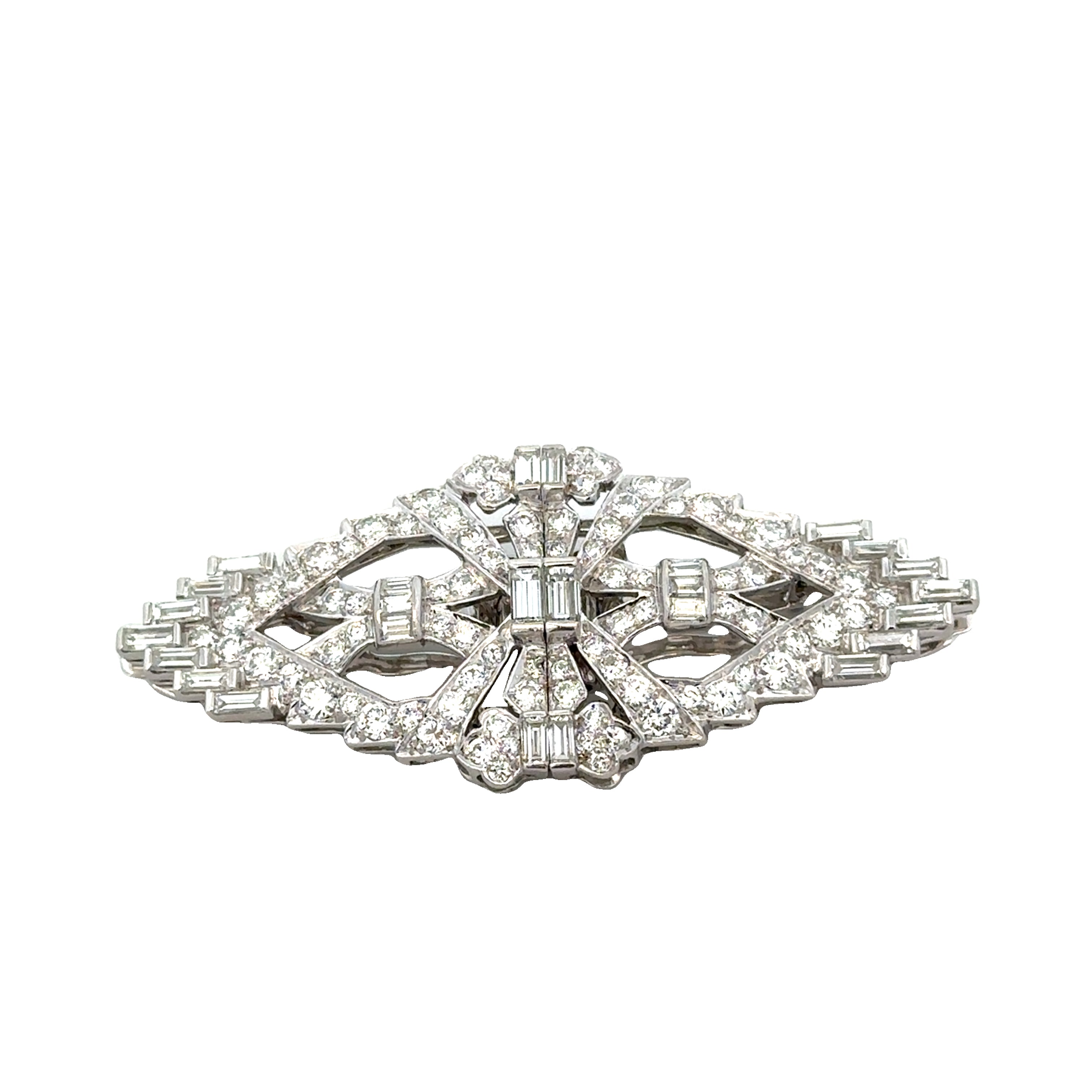 Antique Art Deco Diamond Accented Brooch in Platinum