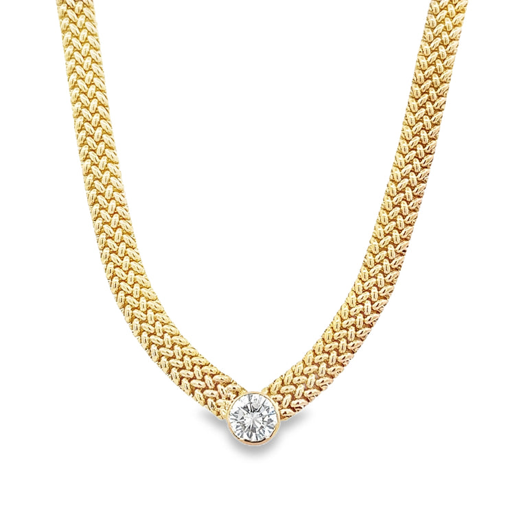 1.90 ct. G-SI2 Round Brilliant Cut Diamond Mesh Necklace in Yellow Gold