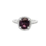 Red Spinel and Diamond Ring in White Gold