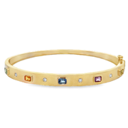 Multicolored Sapphire Bangle Bracelet in Yellow Gold