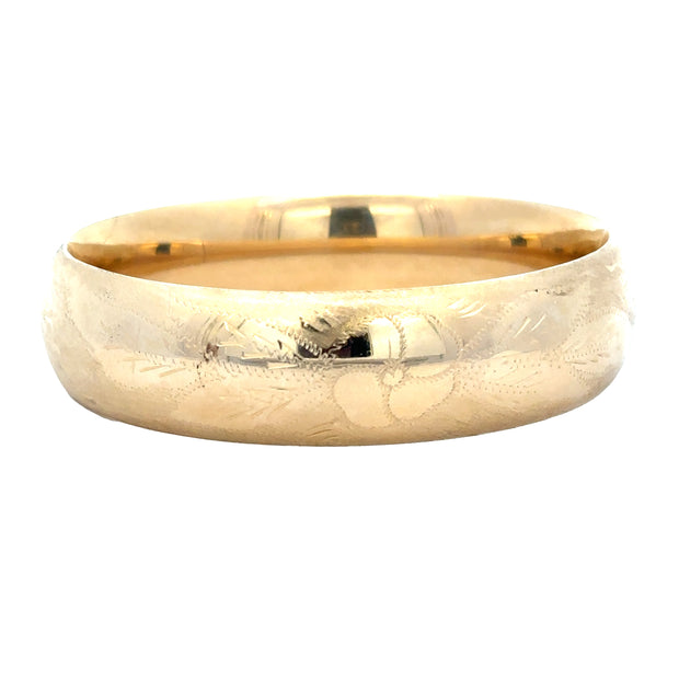 Vintage Etched Bangle in Yellow Gold