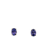 Oval Cut Tanzanite Stud Earrings in White Gold