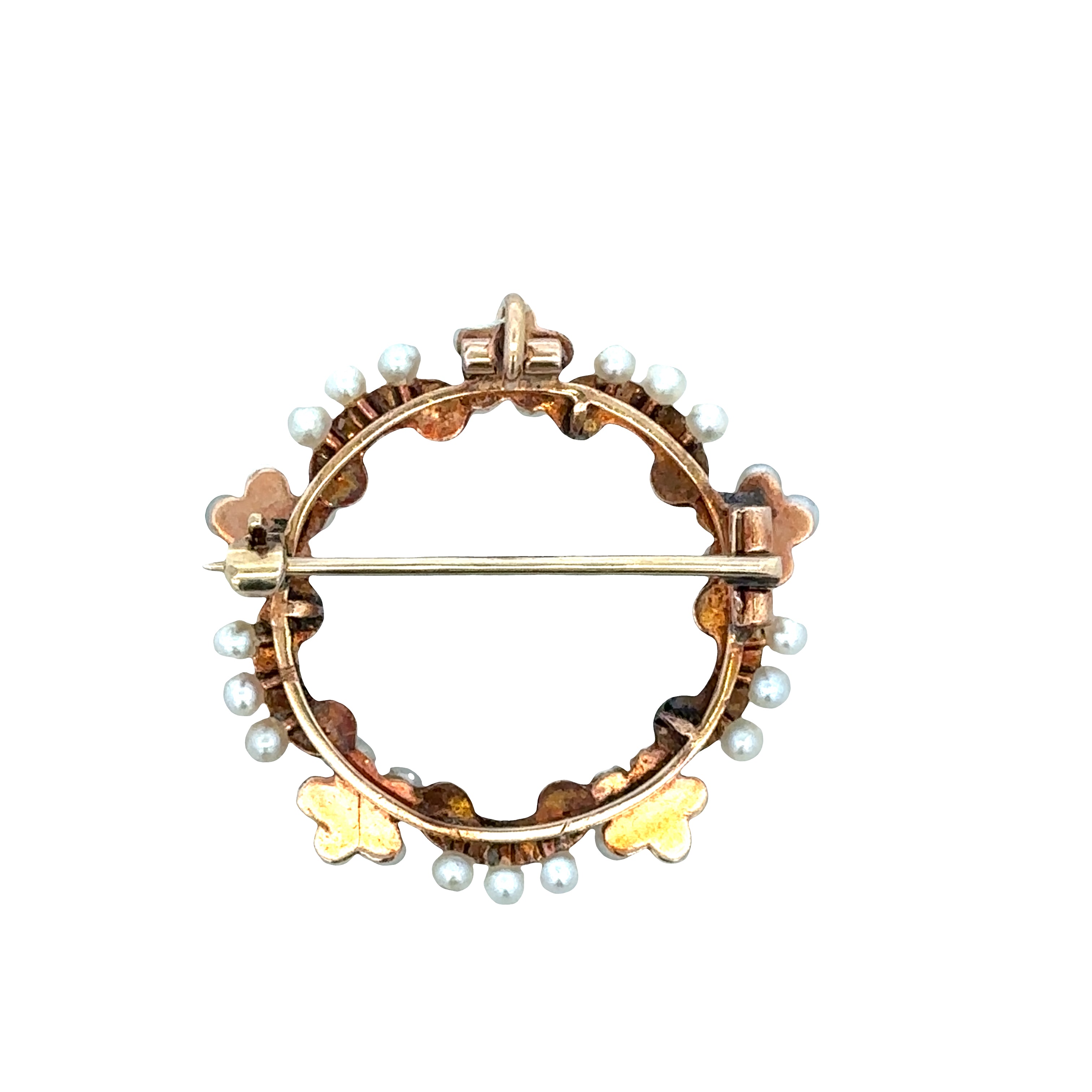 Antique Victorian 12k Yellow Gold Seed Pearl & Diamond Convertible Brooch/Pendant – Circa 1890s