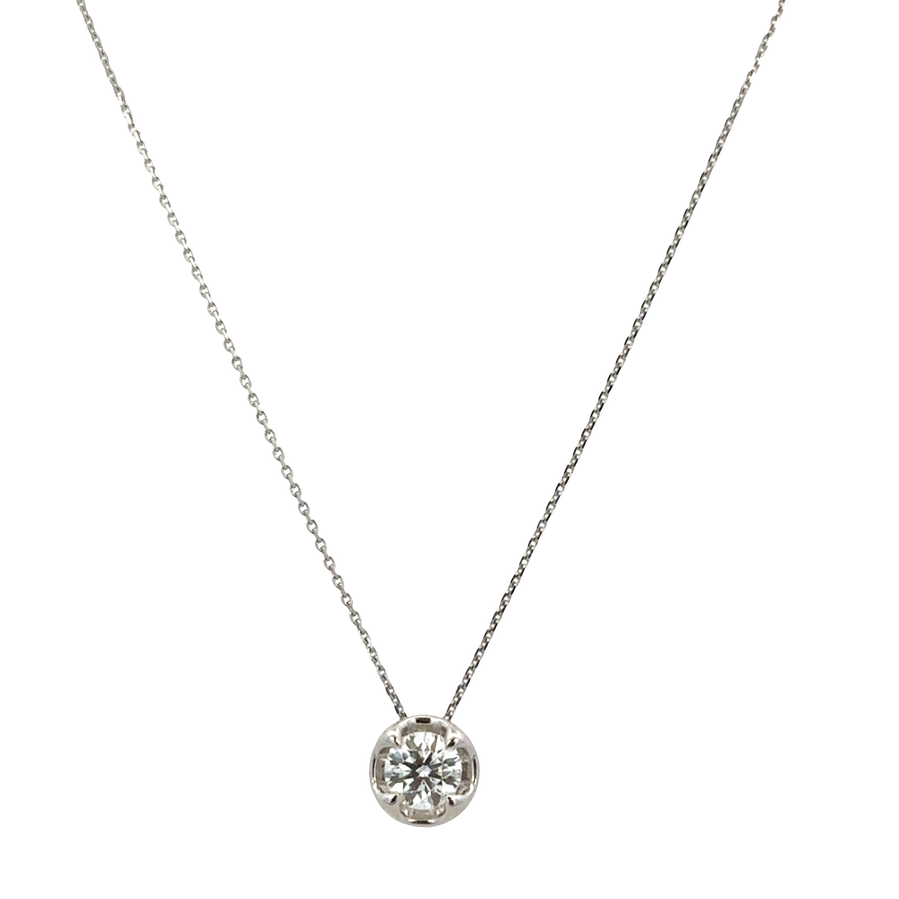 18k White Gold Diamond Slide Pendant Necklace