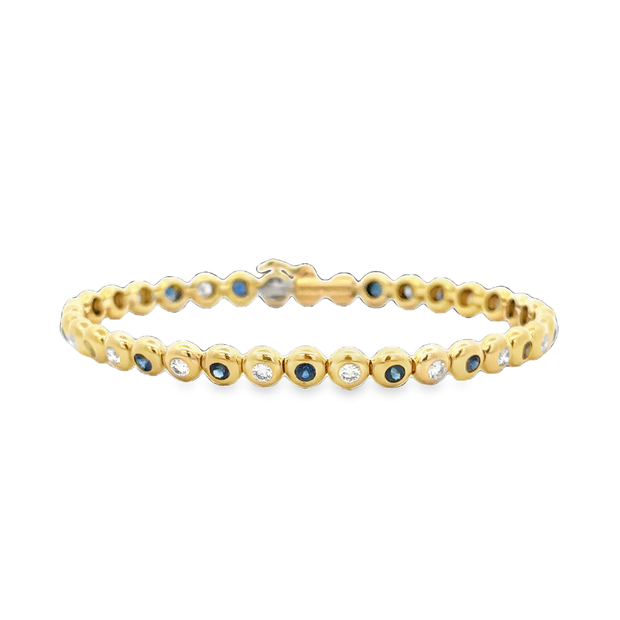 Estate Tiffany & Co. Sapphire and Diamond Bracelet in 18k Yellow Gold