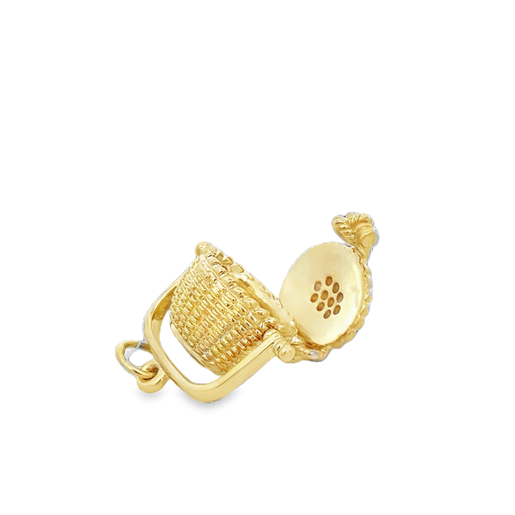 Vintage Diamond Opening Basket Charm in 18k Yellow Gold