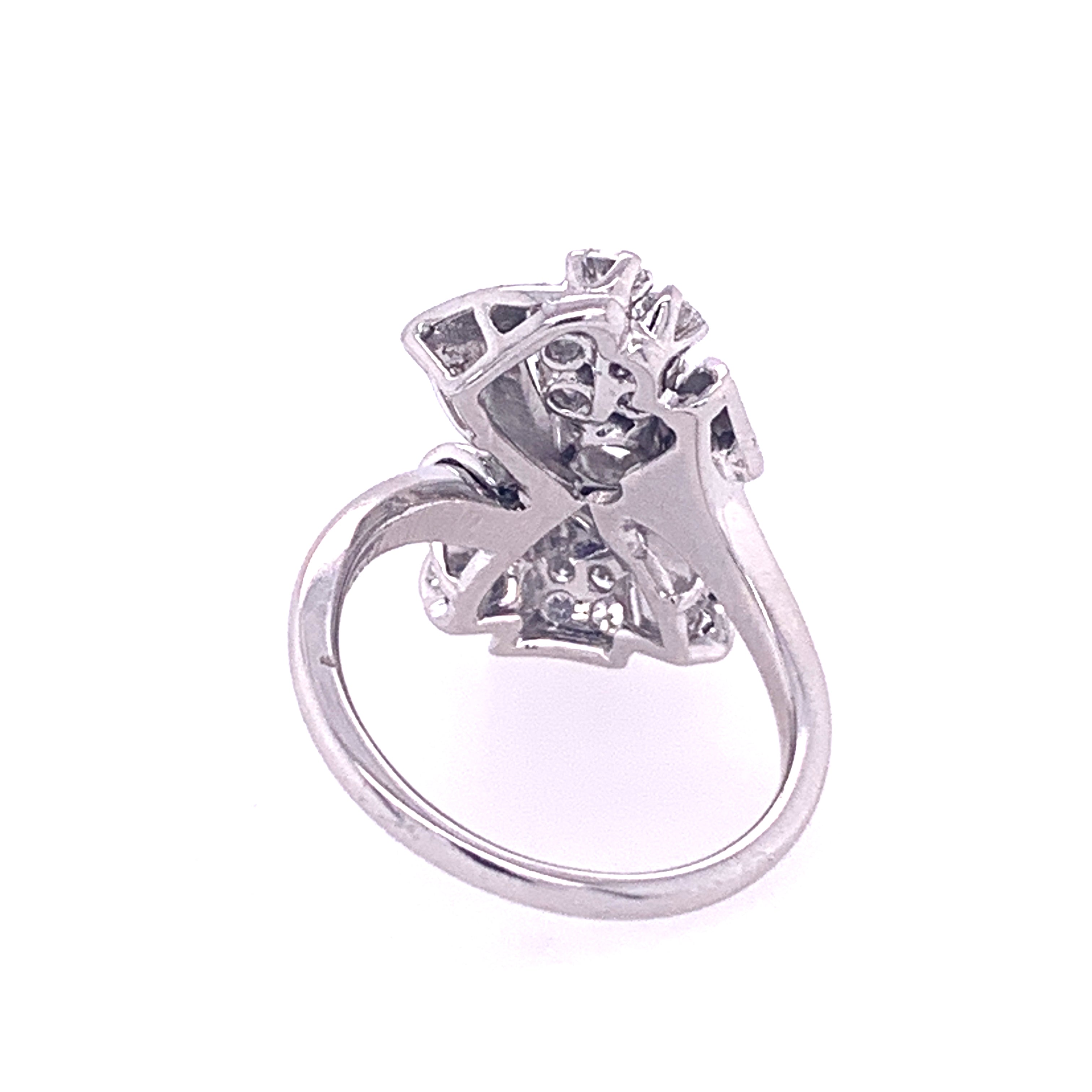 Vintage Platinum Lambert Brothers Diamond Flower Motif Ring