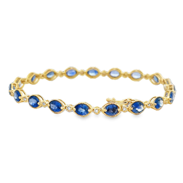 Sapphire and Diamond Bracelet in Yellow Gold