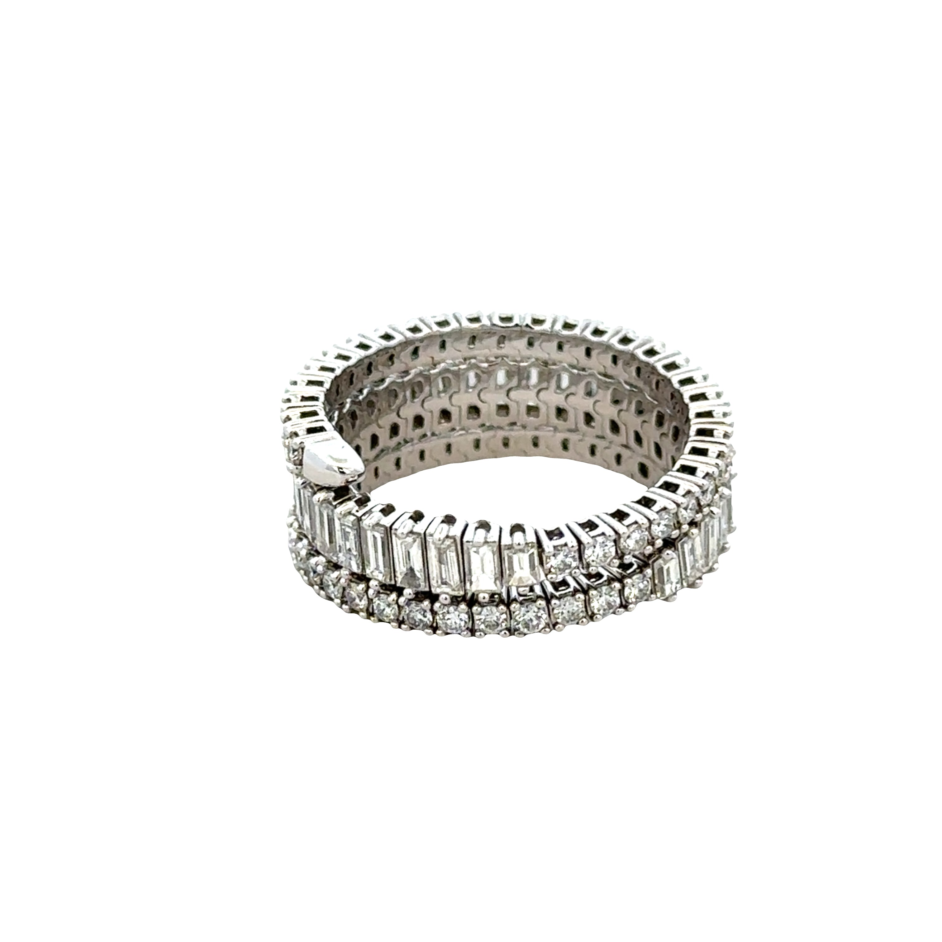 Flexible 14k White Gold Diamond Wrap Ring – Size 7